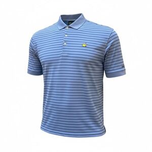 Masters Collection Mens XL Pima Cotton Striped Golf Polo‎ Shirt Blue Mercerized